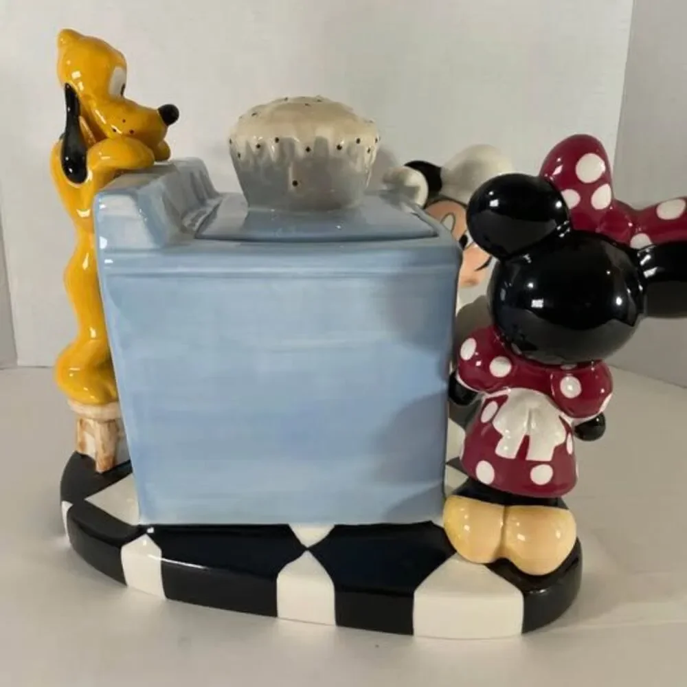 Disney Mickey Minnie Mouse Pluto Cookie Jar Blue Oven Ceramic Disney Direct